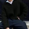 New Autumnu002FWinter Men’s Casual Loose Fit Versatile Atmospheric Turn- Collar Pullover Street Long Sleeve Sweater Hip-Hop Knit Top