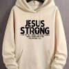 Jesus Print Hoodie, Cool Hooded Sweatshirt for Men, Casual Graphic Design Pullover Hoodie with Kangaroo Pocket, Street Fashion