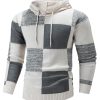 Men’s Winter Warm Plaid Patchwork Sweater – Slim Fit Color Block Hooded Pullover with Patchwork Design, Machine Washable Cold Weather Sweaters for Outdoor Sports & Casual Wear (Autumnu002FWinter)