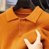 Men’s Solid Color Casual Loose-Fitting Authentic New Style Long-Sleeve Polo Knit Sweater for Autumn And Winter, Seagull Base Layer Sweater