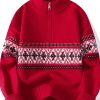 2025 Men’S Autumn And Winter New Jacquard Half-Zip Pullover Sweater Trendy Warm Casual Top – Y