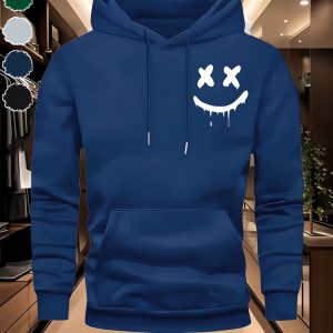 Men'S Fashion Trendy Hooded Sweatshirt with Print | Casual Style, Regular Fit, Perfect for Winter, Slight Stretch Fabric