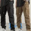 2-Pack Men’S Casual Cargo Pants | Street Style, Non-Stretch Fabric, Alphabet Pattern, Regular Length, All-Season, with Pockets, Drawstring Waist, Ideal for Weekend Casual Wear