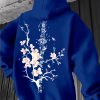Men’s Casual Chinese-style Plum Blossom Print Vintage Hoodie, Polyester, Knitted Fabric with Kangaroo Pocket