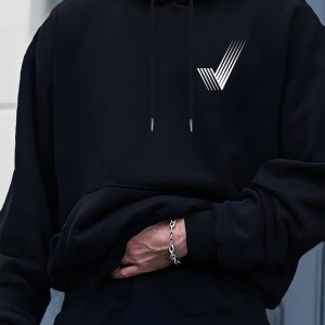 Men's Streetwear Hooded with Kangaroo Pocket & Drawstring Hood - Warm Casual Pullover, Machine Washable - Comfortable Hoodie for Men, Regular Fit Urban Fashion