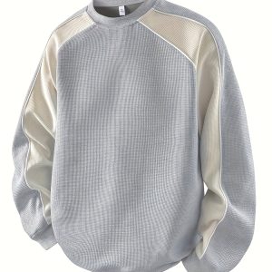 Men'S Color-Blocked Round-Neck Sweatshirt for Autumn, Trendy And Versatile, Perfect for Layering in The Fall