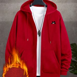 95% Polyester, 5% Spandex Men's Casual Pocket Hooded 