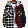 Men’s Exquisite Gift: New College Style Trendy Hooded Cardigan with Contrast Color Multi-Patch Drawstring Pocket Design