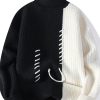 Men’S Autumn And Winter New Pullover High-Neck Color-Blocked Long-Sleeve Thickened Sweater for a Stylish And Warm Casual Knitwear