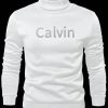 Men’s High Neck Long Sleeve Sweatshirt Calvin Print Design Fashion