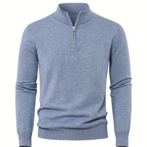 2025 Best-Selling New Men's Casual Cardigan - Solid Color Knit Zip-Up - Thickened High Gram Weight Warm Top - Fashionable Minimalist Style with Medium Stretch for Daily Comfort