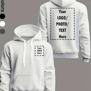 Customizable Men's Hoodies with u002FTextu002F - Personalized Front & Back Printing, Loose Fit Kangaroo Pocket Sweatshuits, Orders for Groups (Machine Washable, Multi-Color Options) | Logoed Sweaters & Hoodies for Business, Clubs,